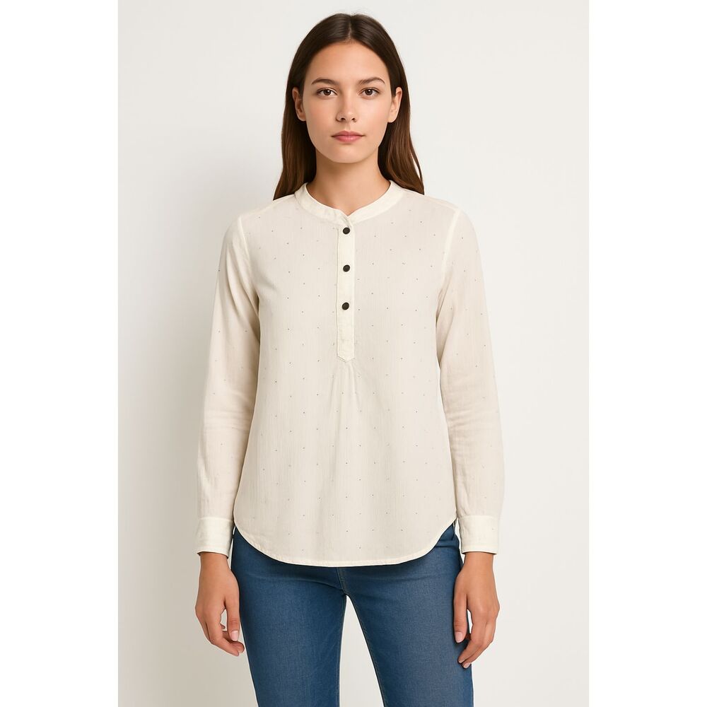 Current/Elliott Cream Long Sleeve Peasant Top 1 / S  Quiet Luxury Boho